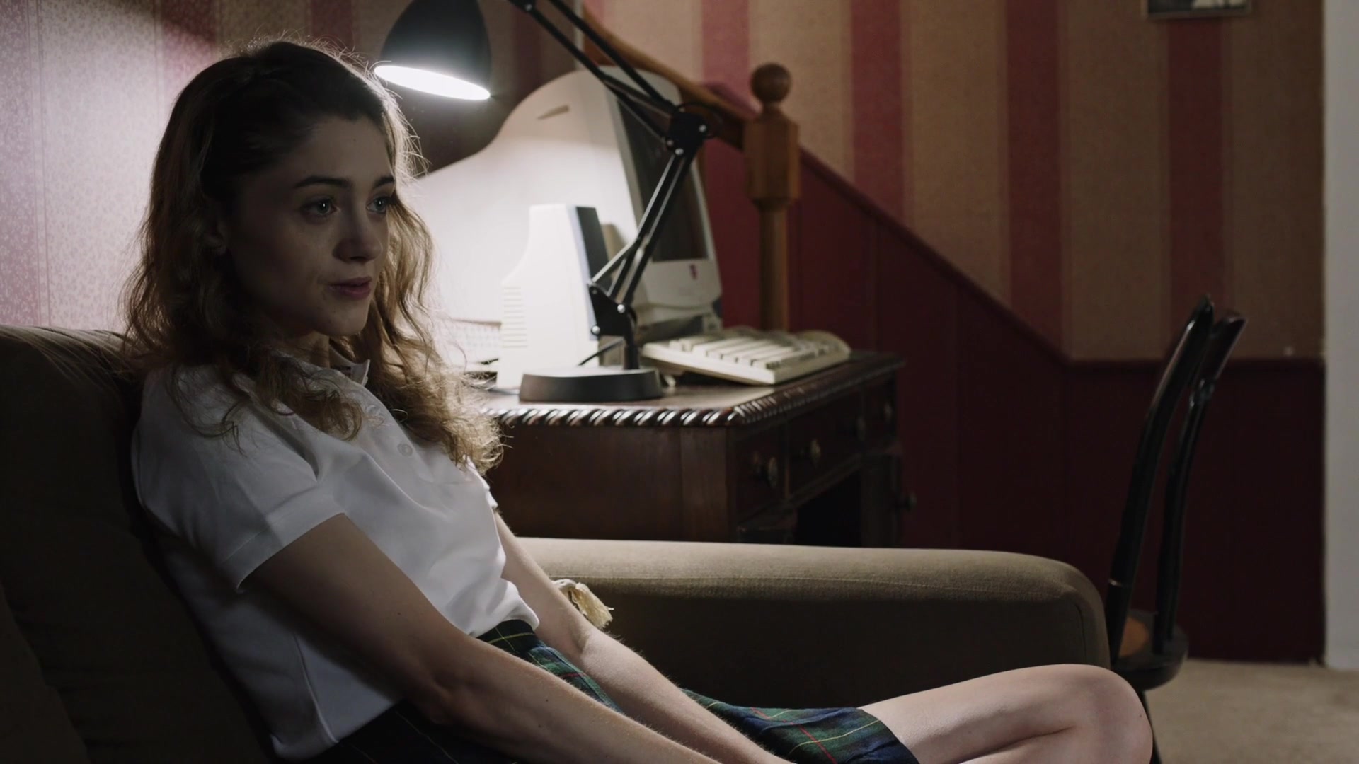 Natalia Dyer - Yes, God, Yes (2017) Naked actress in a TV movie scene